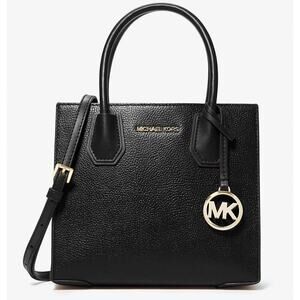 Michael Kors Medium Pebbled Leather Mercer Messenger Bag Black NWT